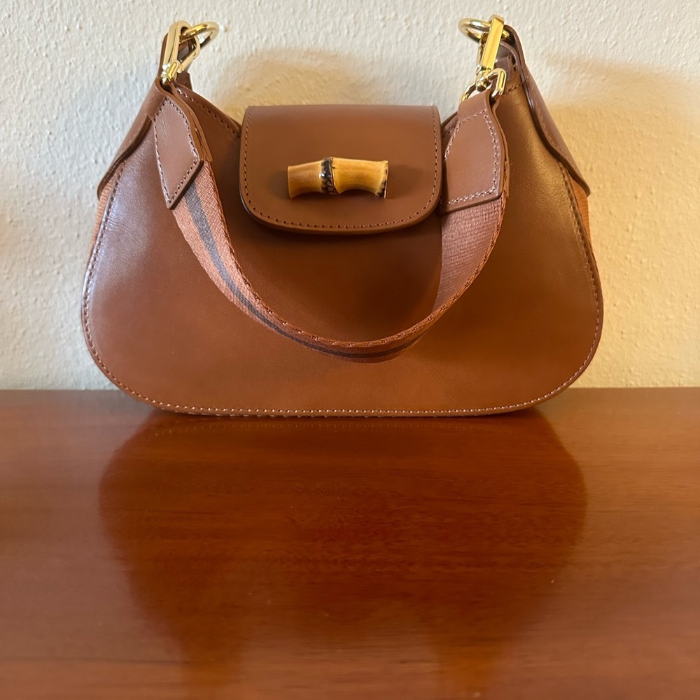 NWOT Mark & Graham Taylor Twill Leather Crescent Bag